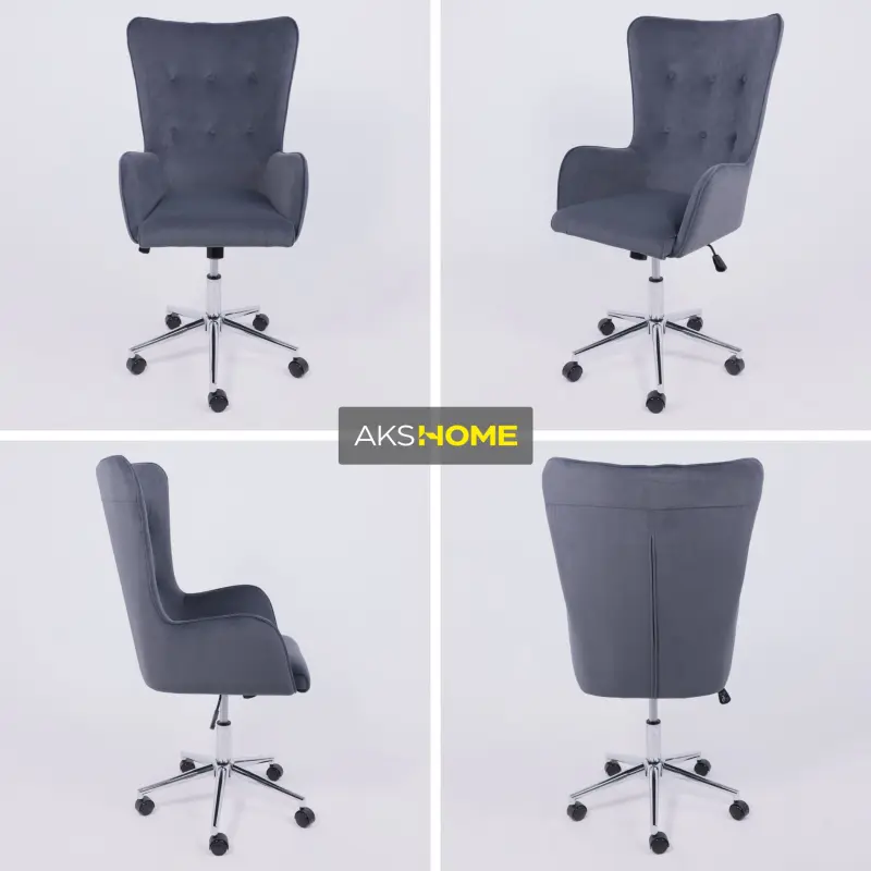 Кресло поворотное BELLA XL chrome, Kiton 713 Graphite, велюр/графит_preview_2