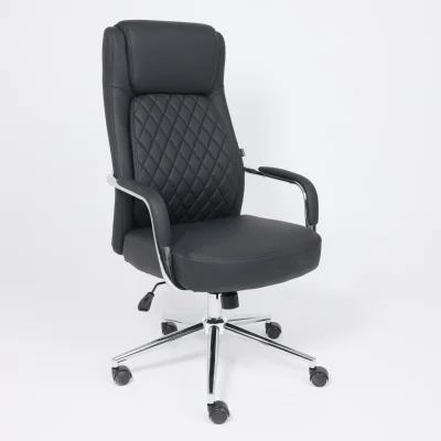 Кресло поворотное LOREAN, черная экокожа/хромированный металл_5