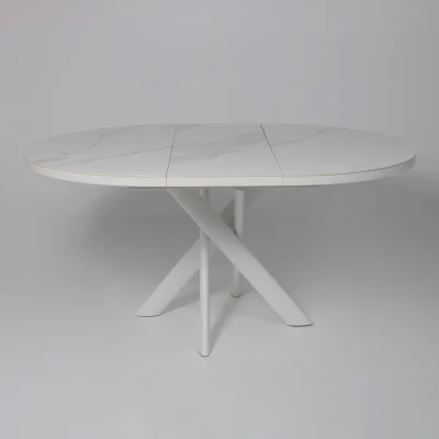 Стол RONALDO-120, круглый раздвижной 120(160), PATAGONOA BIANCO GLOSS PREMIUM CER/Белый_18