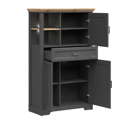 Н.м. "JASMIN" шкаф REG3D1S с подсветкой, к.Графит+Дуб артизан/ф.Графит_3