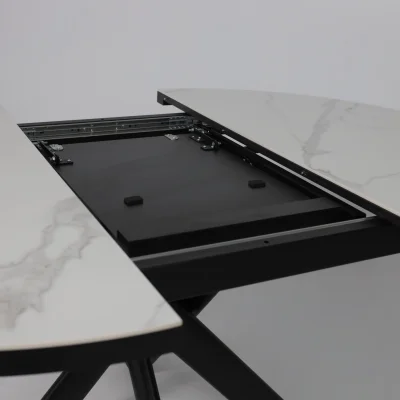 Стол RONALDO-120, круглый раздвижной 120(160), PATAGONOA BIANCO GLOSS PREMIUM CER/Черный_11