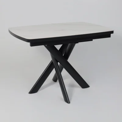 Стол LEONEL-110, раздвижной 110(145)х80, COROLLA WHITE GLOSS ST CER/Черный_5