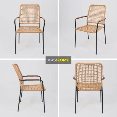 Кресло садовое BERGAMO, PE, иск.роттанг,черный+коричневый_23