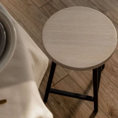 Табуреты круглые для кухни деревянные, комплект 2 шт, SMH-245 беленый дуб_5