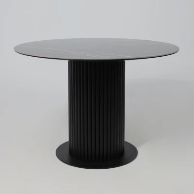 Стол РАУНД,керамика 2 кат. Д 1100, Камень черный Wacom pulido/ Черный матовый_10