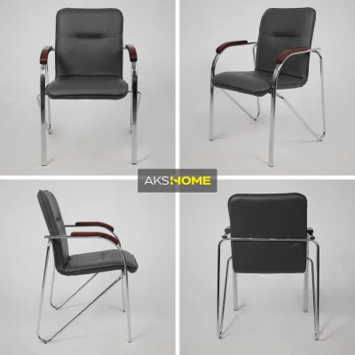 Кресло SAMBA AKS-1 Pegasso темно-серый, подлокотники дерево темное_2