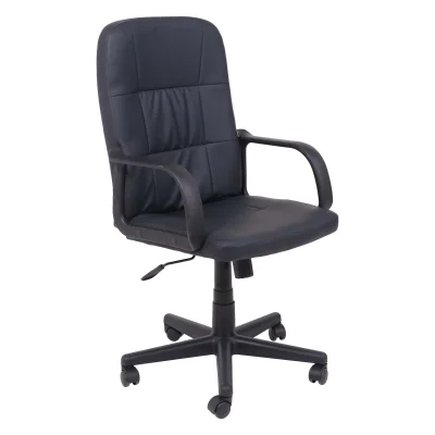 Кресло рабочее, поворотное LEONIDAS, пластик,кож.зам (чёрный) фотография