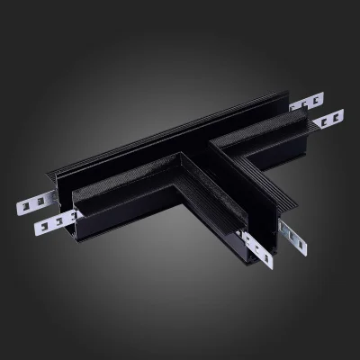 Коннектор T-образный для встраиваемого магнитного шинопровода под ГКЛ 12мм ST-Luce Черн SKYLINE 48_2