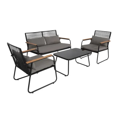 Комплект садовой мебели GARDENIA (кресло 2шт, диван 1шт, стол 1шт), черный/черный фотография