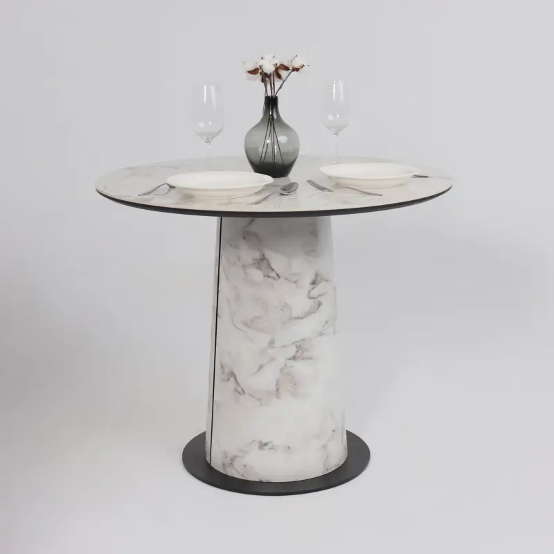 Стол AV 2317, МДФ+керамика, нераздвижной 900 натуральный, глянцевый GOLD JADE/черный+HPL Виктори натуральный_preview_7