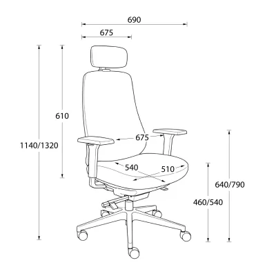 Кресло поворотное FENIX, серая сетка + ткань/серый полиамид_17