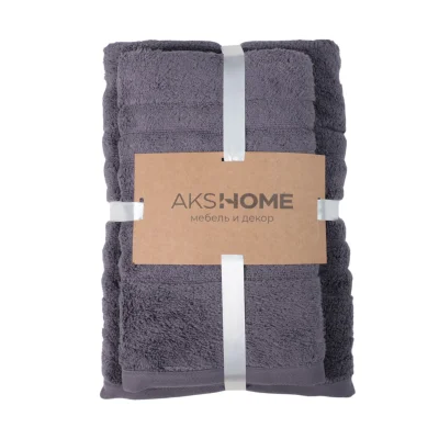 Набор полотенец махровых ZEROTWIST, 2 шт (50*90см+70*140см), темно-серый, Е2022-296 фотография