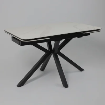 Стол РЕЙН NEW,керамика 0 кат. 1200(1840)*800, Камень белый Greys White/Черный матовый_8