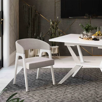 Кресло ТЕХАС, кремовый №208 Велюр Jercy cream/белый матовый_2