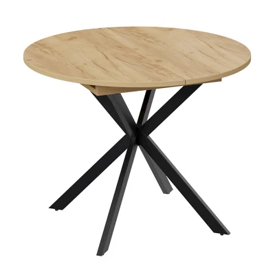 Стол раздвижной МЭДИСОН Тип 1, 1000(1315)х1000х750, черные опоры/дуб крафт золотой фотография