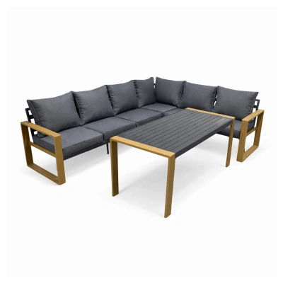 Комплект садовой мебели PIAZZA (диван 2шт, стол 1шт, скамья 1шт), серый/натуральный_1