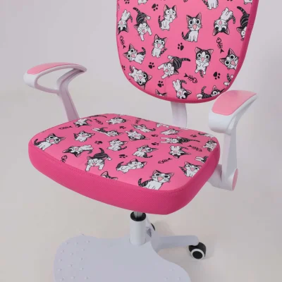 Кресло поворотное CATTY, WHITE, ткань, (фуксия с котятами)_17