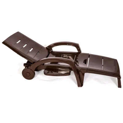 Шезлонг складной на колесах, шоколадный_3