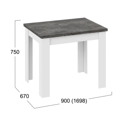 Стол раздвижной ПРОМО Тип 3, 900(1698)*670, ателье темный/белый_6