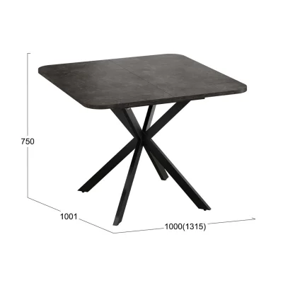 Стол раздвижной ЛИССАБОН Тип 1, 1000(1315)х1001х750, черные опоры/ателье темный_9