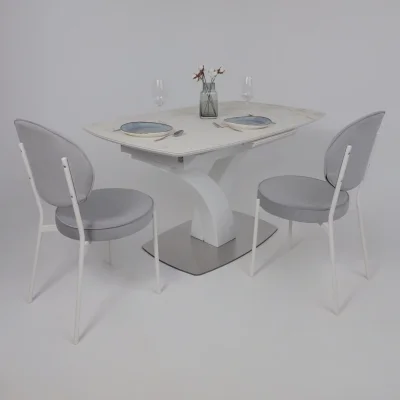 Стол НОТР ДАМ MODERNE, керамика 2 кат. 1400(1800)*850, Камень белый Calacata vagli/Белый Муар_9