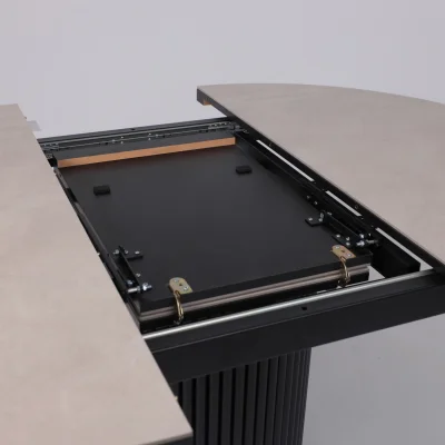 Стол ASKAR ROUND SLIDE-116, раздвижной круглый 116(156), BAYONA IVORY PREMIUM CER/Черный_10