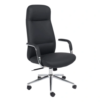 Кресло поворотное ELEMA, черная экокожа/хромированный металл фотография