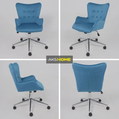 Кресло поворотное BELLA chrome, Seven 115, велюр/темно-голубой_3