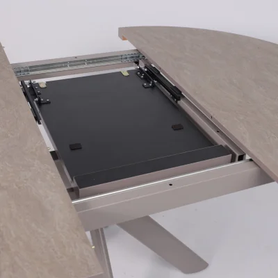 Стол RONALDO-120, круглый раздвижной 120(160), БЕЖЕВЫЙ КАМЕНЬ-HPL/Капучино_10