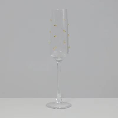 Бокал-флют DOTS, прозрачный c золотыми каплями фотография