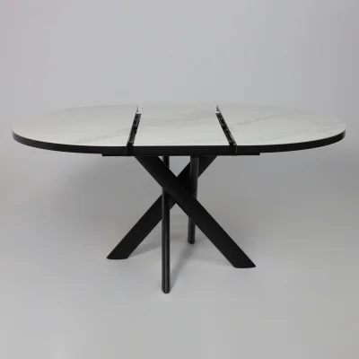 Стол RONALDO-120, круглый раздвижной 120(160), PATAGONOA BIANCO GLOSS PREMIUM CER/Черный_18