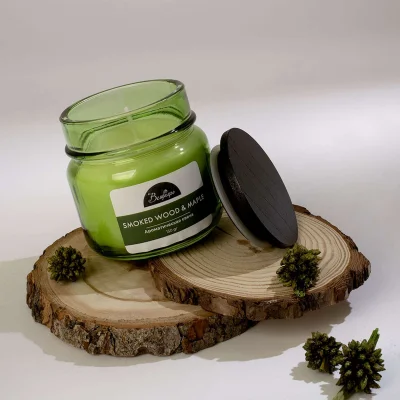 Ароматическая свеча SMOKED WOOD & MAPLE в стекле, Д75 Ш75 В75_2
