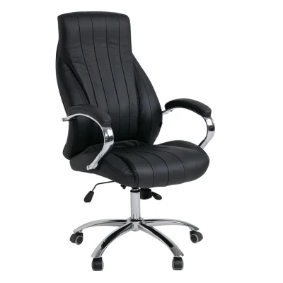 Кресло поворотное MASTIF, мультиблок, натуральная кожа, черный фотография