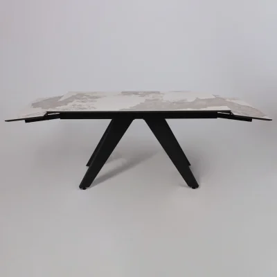 Стол AV 2122, МДФ+керамика, раздвижной 1400 (2000)*850 белый, глянцевый PANDORA/черный_18