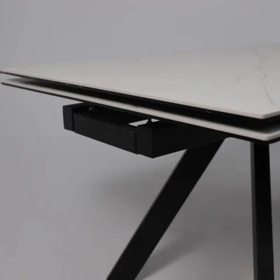 Стол МОНАКО NEW,керамика 0 кат. 1600(2240)*900, Камень белый Greys White/Черный матовый_15