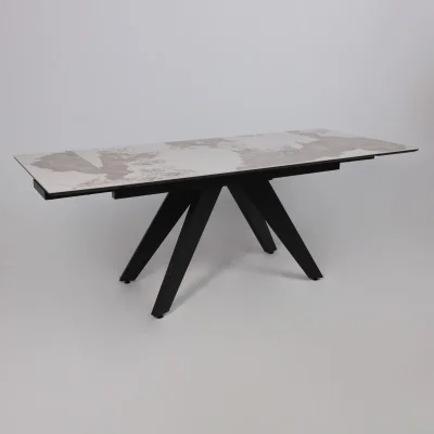 Стол AV 2122, МДФ+керамика, раздвижной 1400 (2000)*850 белый, глянцевый PANDORA/черный_16