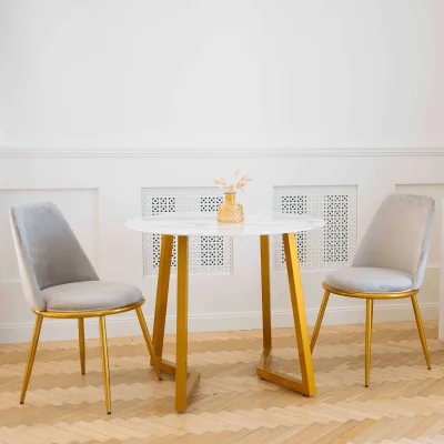 Стол GOLDIE, d900*760, (Мрамор/золотой)_2