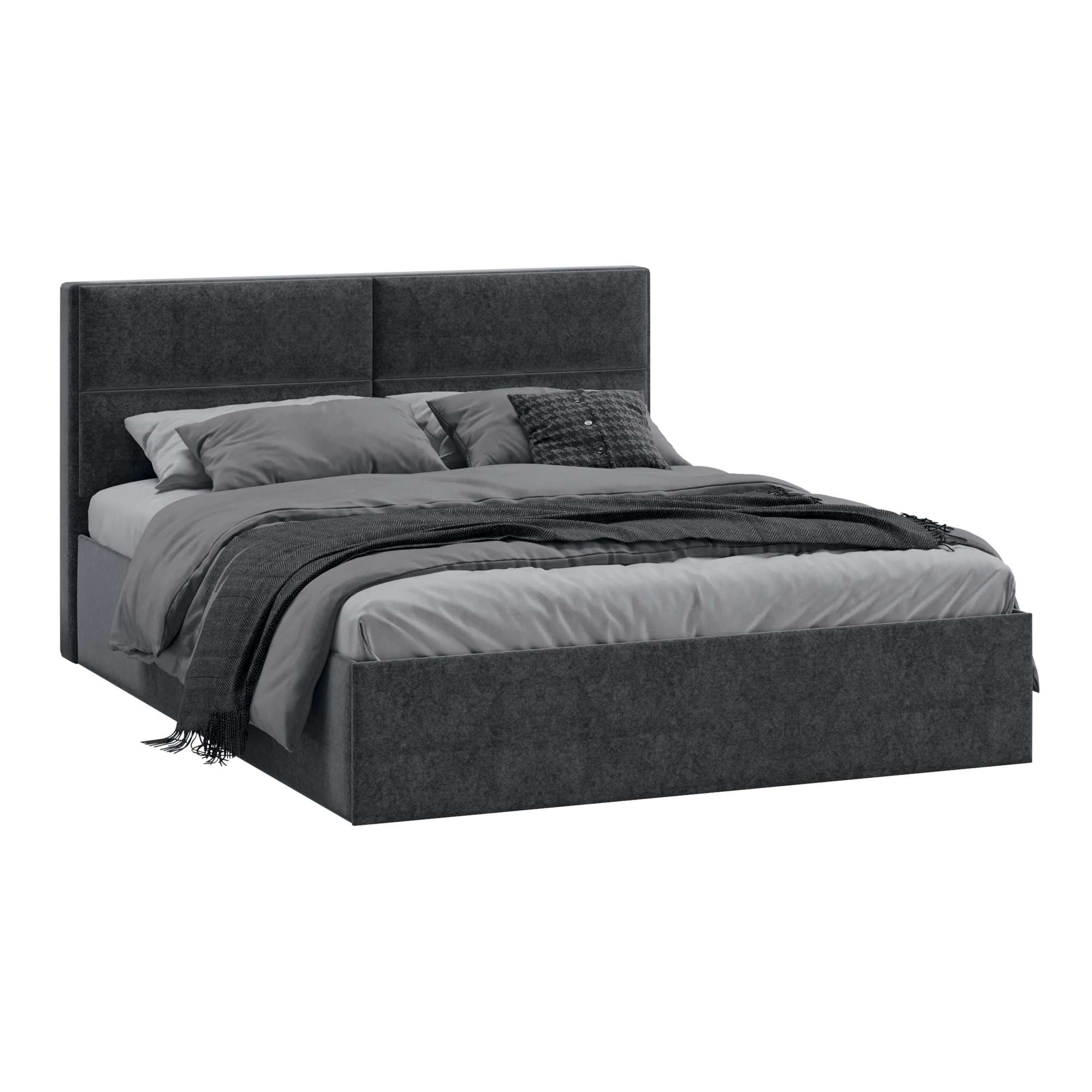 Кровать Глосс Тип1 с ПМ 1650*2155*990, Микровелюр Jercy Graphite_preview_2