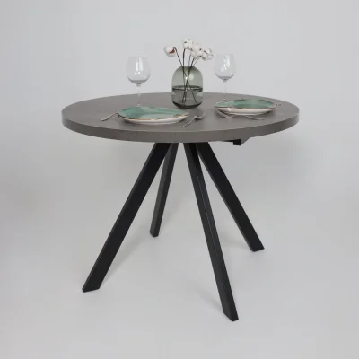 Стол RONDO М-100, круглый раздвижной 100(135), ДЫМЧАТАЯ КЕРАМИКА/Черный_12
