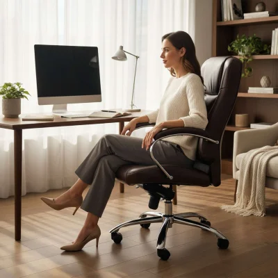 Кресло поворотное KING A, мультиблок, натуральная кожа, темно-коричневый_2