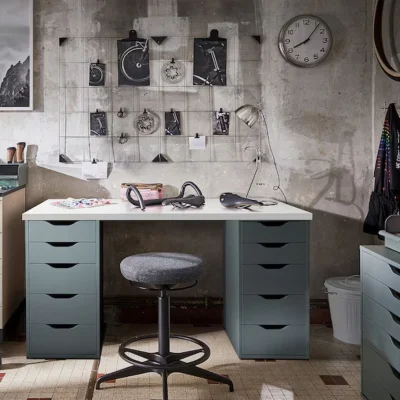 Стол письменный Ингар 2/55, белый / серо-бирюзовый_2