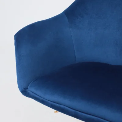 Стул DUBAI, поворотный, (синий велюр/золото)_14