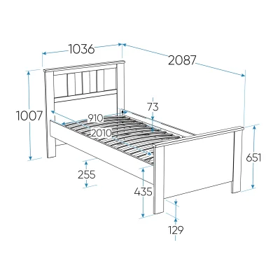 Кровать одинарная САГА 90*200, белая/ясень (2.08.04.210.14 RU)_3