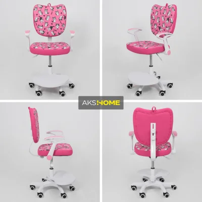 Кресло поворотное CATTY, WHITE, ткань, (фуксия с котятами)_4