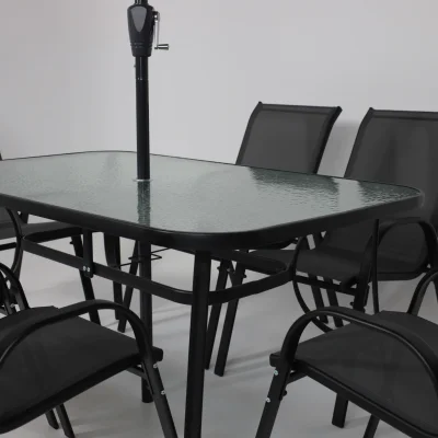 Комплект садовой мебели SUNBEAM (стол 1шт, 6 кресел, зонт 1шт), серый/черный_19