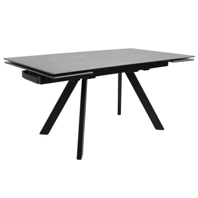 Стол МОНАКО NEW,керамика 0 кат. 1600(2240)*900, Камень серый Greys Grey/Черный матовый фотография