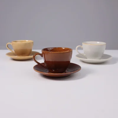 Чайный набор OPALUS, фарфор, каштановый, кружка 200мл + блюдце_2