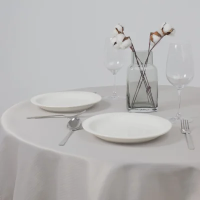 Скатерть грязеотталкивающая, круглая д.150см, полоска-елочка 2738, серый 010301_3