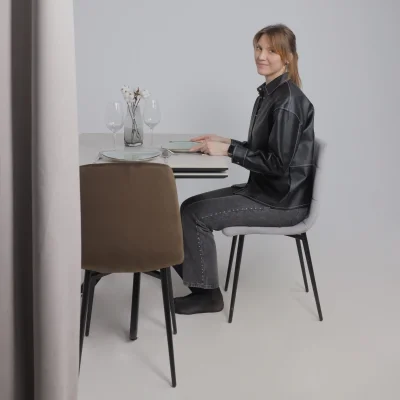 Стул AV 406-N, светло-серый бархат H-09/черный_4