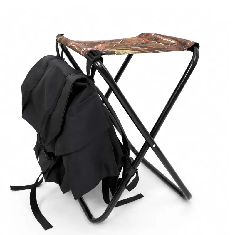 Складной стульчик-табурет без спинки "Пикник-1" с рюкзаком 20 л., 27*30-50cm, черный фотография